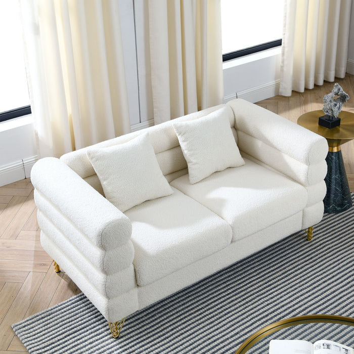Oversized 2 Seater Sectional Sofa With Deep Seating And 2 Pillows