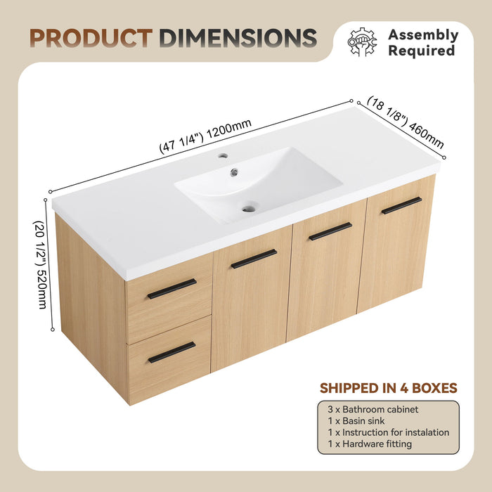 Floating Bathroom Vanity With Sink, Modular Cabinet