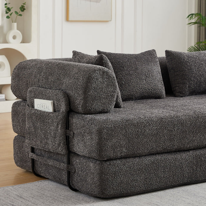 Convertible Sleeper Sofa Bed With Cylindrical Pillow