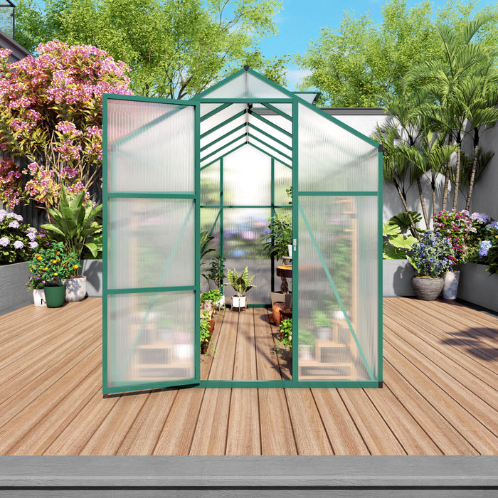 Polycarbonate Walk-In Greenhouse, Raised Base For Outdoor In All Season