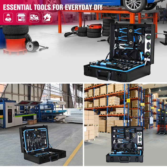 Combined Maintenance Tool Suitcase 247 Pieces Of Basic Home Maintenance Tool Set General Machinery Tool Set - Blue