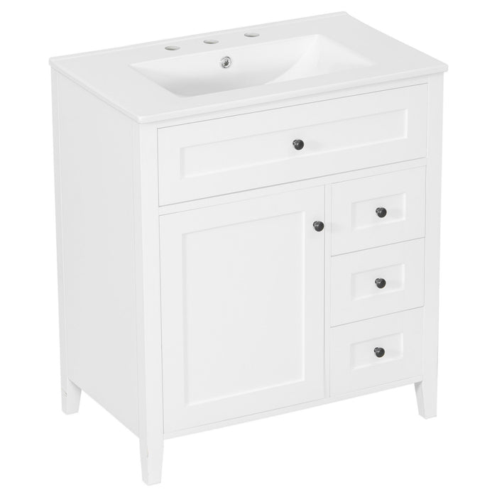 Bathroom Vanity With Sink, 3 Drawers And Adjustable Shelf