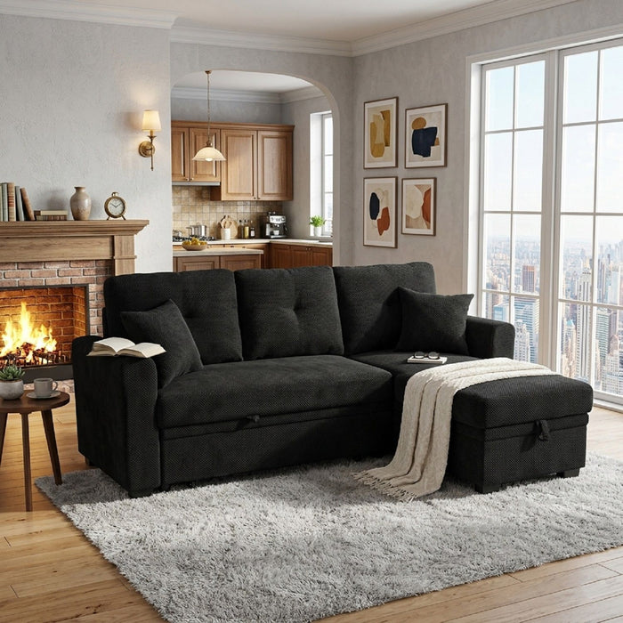Sleeper Sectional With Pull Out Bed, Reversible Chaise