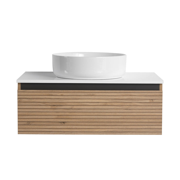 Wall Mounted Bathroom Vanity With Art Sink & 1 Soft Close Drawer