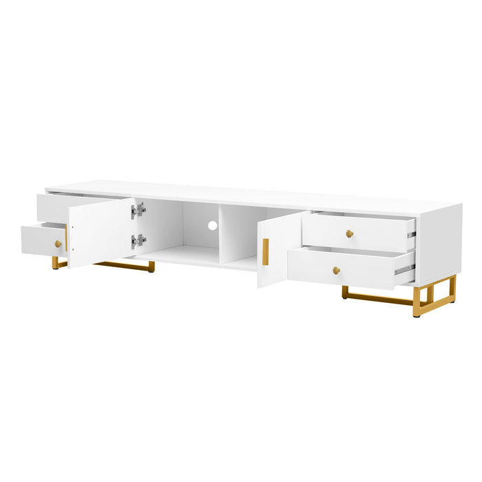 TV Media Console Table, TV Stand With Storage For Living Room - White