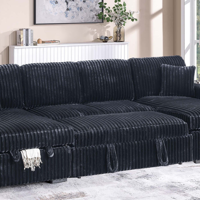 Convertible Sectional Upholstered Sleeper Sofa With Storage Chaise