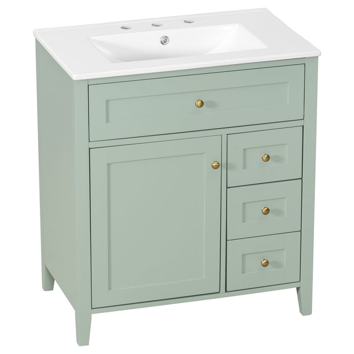 Bathroom Vanity With Sink, 3 Drawers And Adjustable Shelf