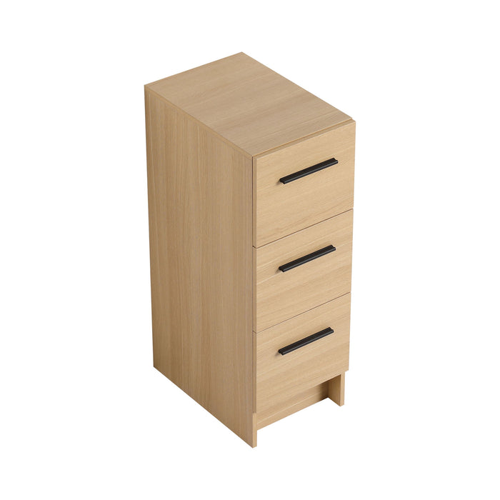 Slim Freestanding Bathroom Storage Cabinet, 3 Drawers - Light Oak