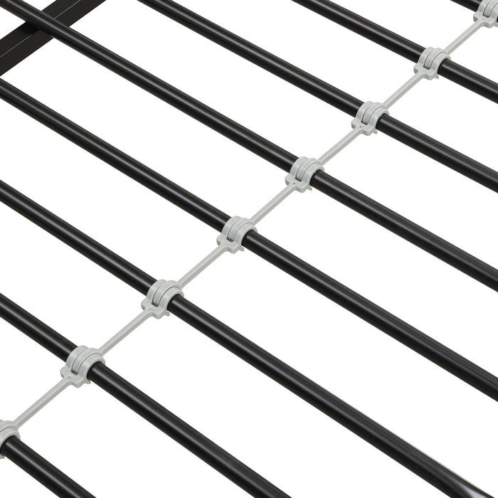 Modern Twin Over Full Metal Bunk Bed With Trundle And Dual Side Ladder And Metal Design - Black / Brown