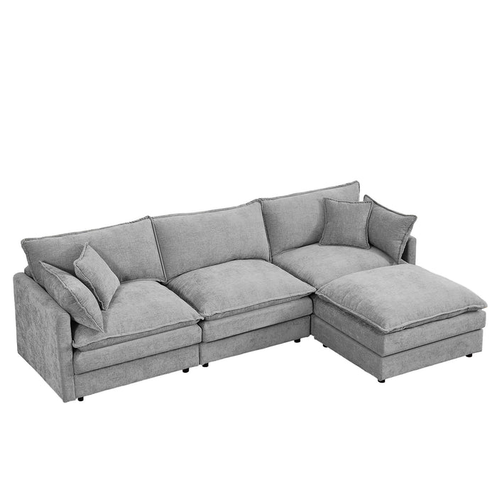 Modular L-Shaped Sectional Sofa With Movable Ottoman