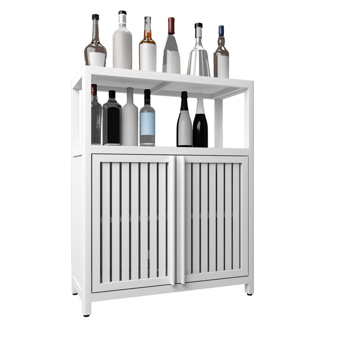 Bamboo Large Capacity Storage Cabinet With Shelves For Bathroom And Living Room - White