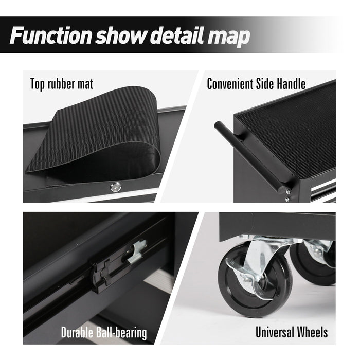 7 Drawer Rolling Tool Chest With Wheels, Multifunctional Tool Box And Storage