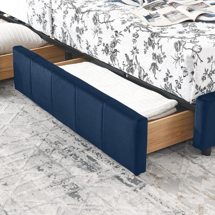 Elegant Design Storage Upholstered Tufted Bed Frame With Backrest And Armrests