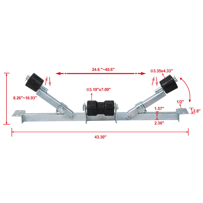 Heavy Duty Boat Trailer Support Bracket With Keel Rollers