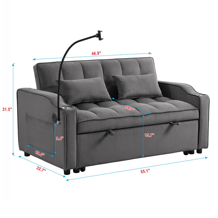 Sofa Bed With Trundle For Small Rooms - Dark Gray