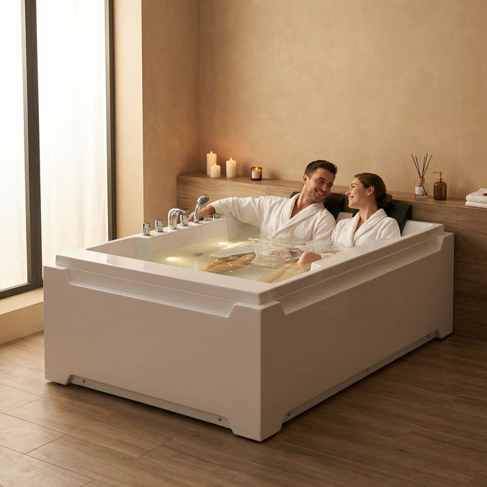 Xavier - Massage Double Bathtub - Milk White