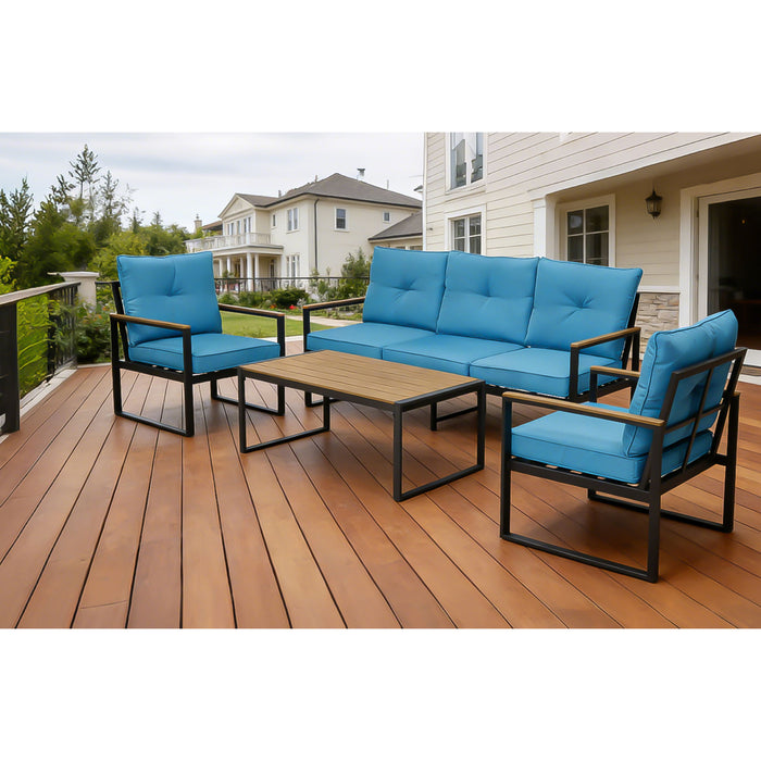Oversized Outdoor Conversation Set, 5 Seater - Blue