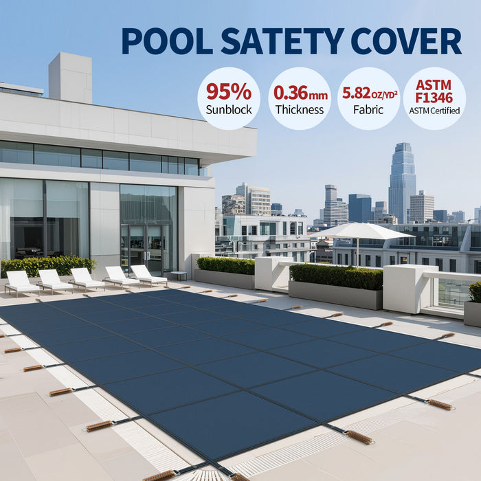 Swimming Pool Safety Cover For Rectangular Pools - Blue