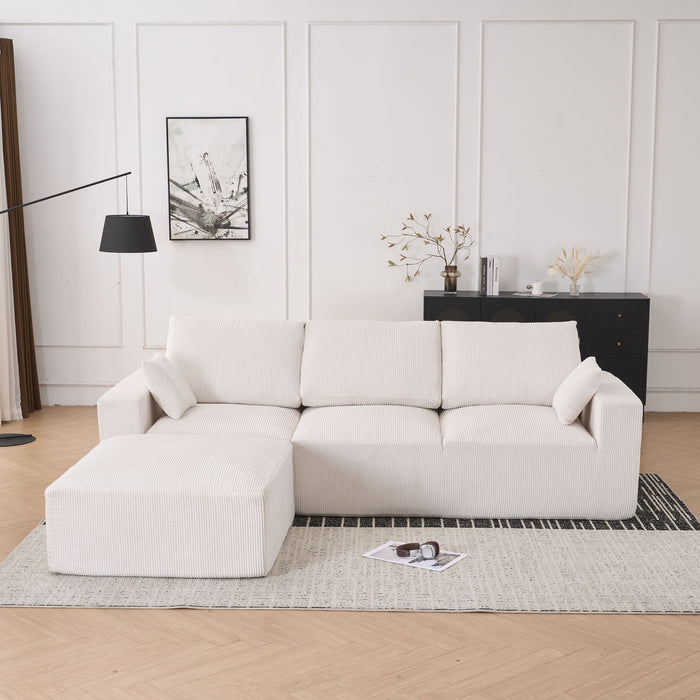 Modular Sectional Sofa With Ottoman, USB And Type C Charger, Petal Armrest Design