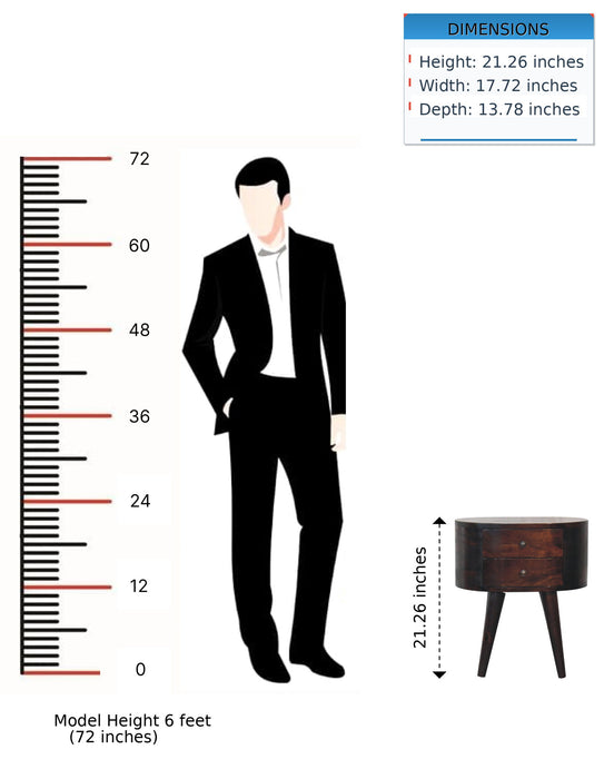 Rounded Bedside Table - Walnut