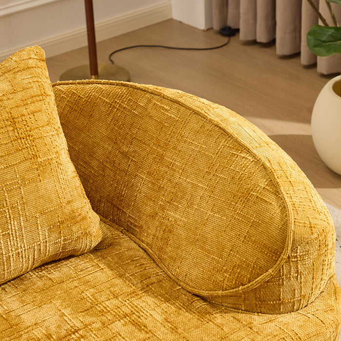 Curved 2 Person Compress Sofa With Armrests, Includes Pillows