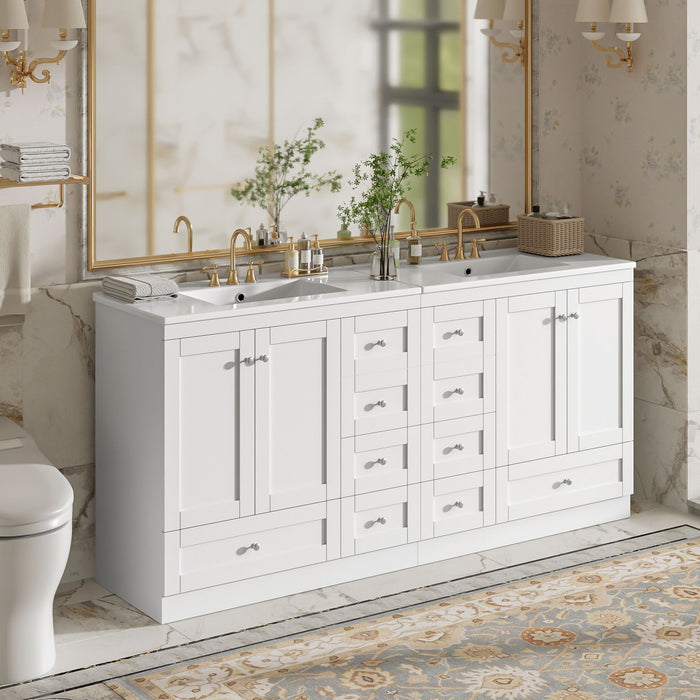 Shaker Free Standing Bathroom Vanity Cabinet & Sink, Soft Close Drawers, Soft Close Doors