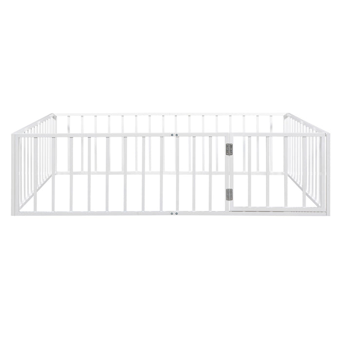 Metal Floor Bed Frame With Fence And Door