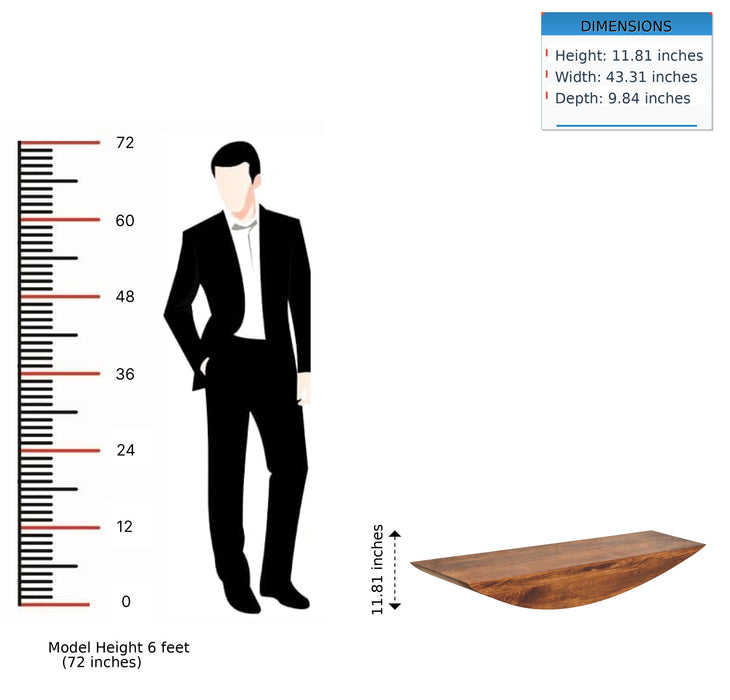 Crescent - Floating Wall Shelf - Brown