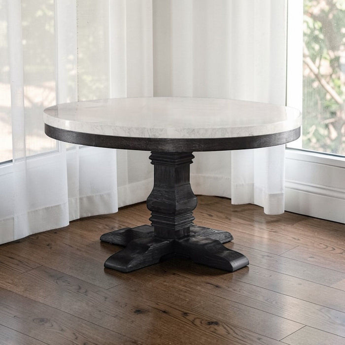 Nolan - Marble Top Salvage Round Dining Table - White