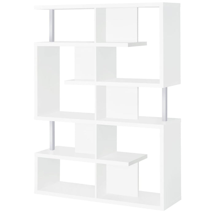 5 Tier Geometric Bookcase - White