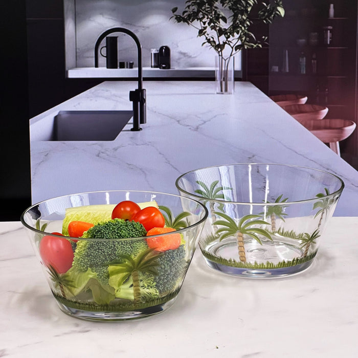 Palm Tree Acrylic Serving Bowls, Unbreakable Large Plastic Bowls