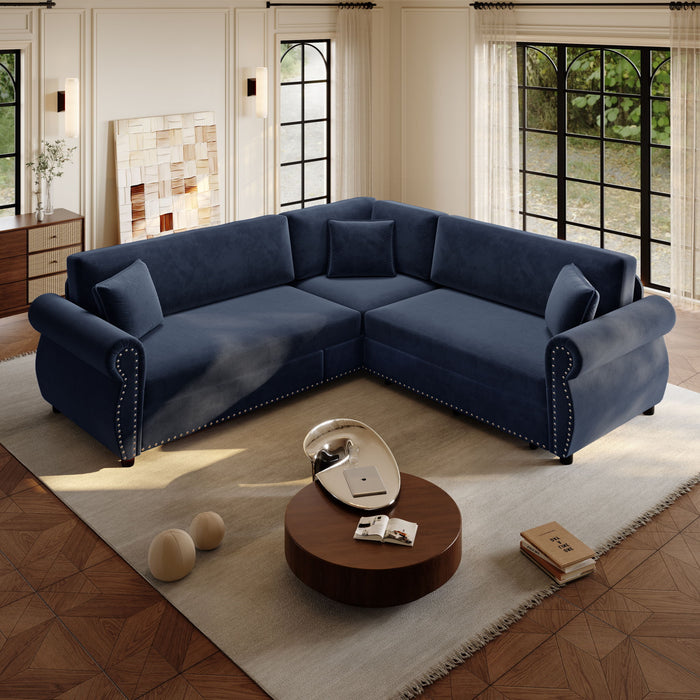 L-Shaped Sofa Couch With Pull-Out Bed