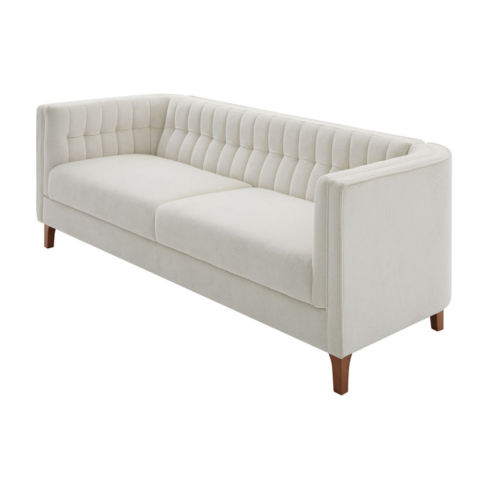 Modern 3 Seater Sofa, Upholstered Couch With Curved Armrests