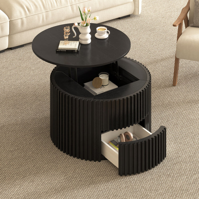 Round Lift Top Coffee Table With Hidden Storage For Living Room