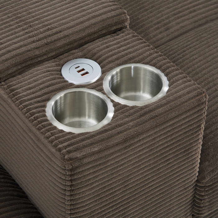 Modern U - Shaped Sectional Sofa With Storage Ottomans, USB Ports, And Cup Holders