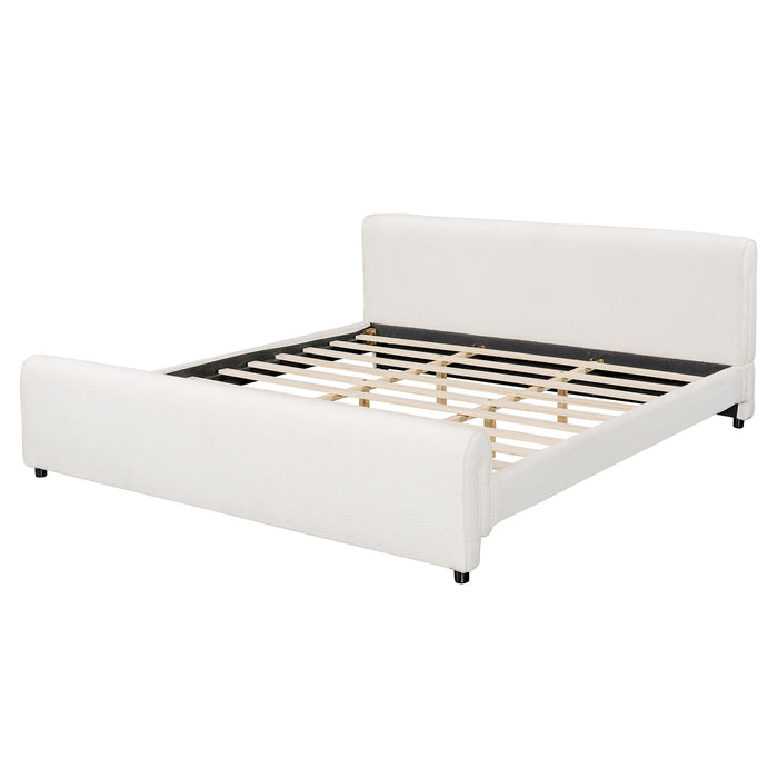 Luxury Upholstered Bed Frame With Curved Headboard & Footboard