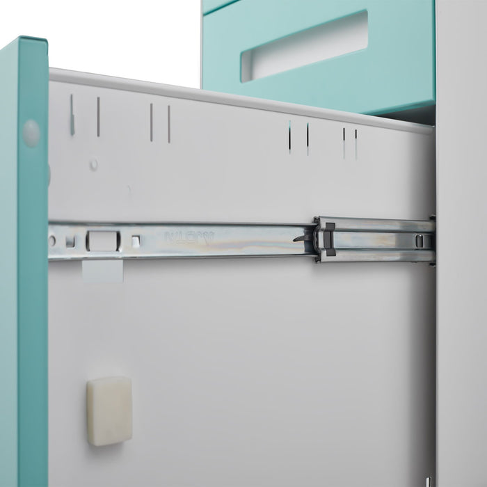 3 Drawer Mobile File Cabinet Under Desk Office, Simple Style Versatile Storage Cabinet For Legal / Letter / A4 Files, 5 Wheel Design Anti-Tilting Cold Rolled Steel Waterproof Moisture-Proof