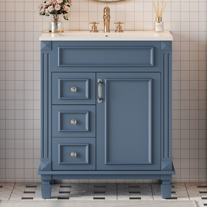 Bathroom Vanity With Sink, Compact Cabinet & 2 Drawers And Adjustable Shelf