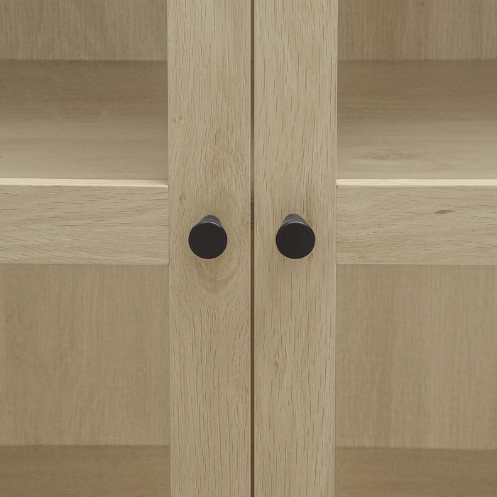 Tall Arched Kitchen Pantry, Modern Farmhouse Wood Kitchen Storage Cabinets, Arched Storage Display Cabinet With Adjustable Shelves, Versatile Cupboard For Kitchen, Dining Room - Natural