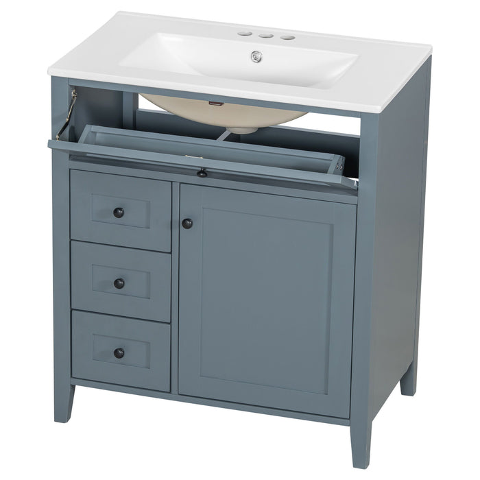 Bathroom Vanity With Sink, 3 Drawers And Adjustable Shelf, Freestanding Storage Unit