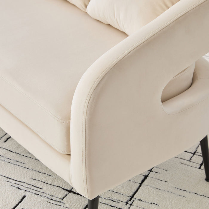 Open Back Loveseat Settee With 3 Pillows