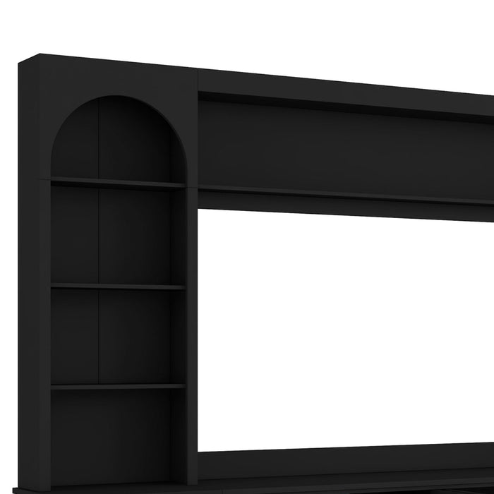 Arched Entertainment Center Wall Unit With Drawers, TV Stand