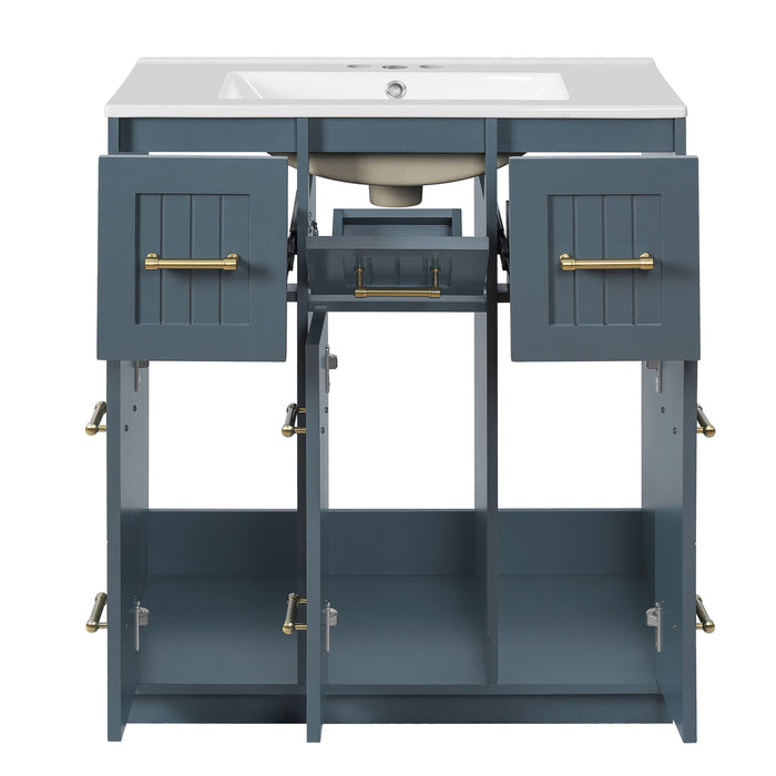 Bathroom Vanity With Undermount Sink, Soft-Close Doors, Drawers, Ceramic Sink