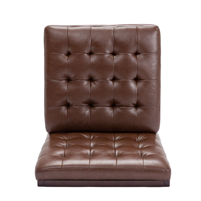 Contemporary Accent Chair With Tufted Waffle Stitch - Dark Brown