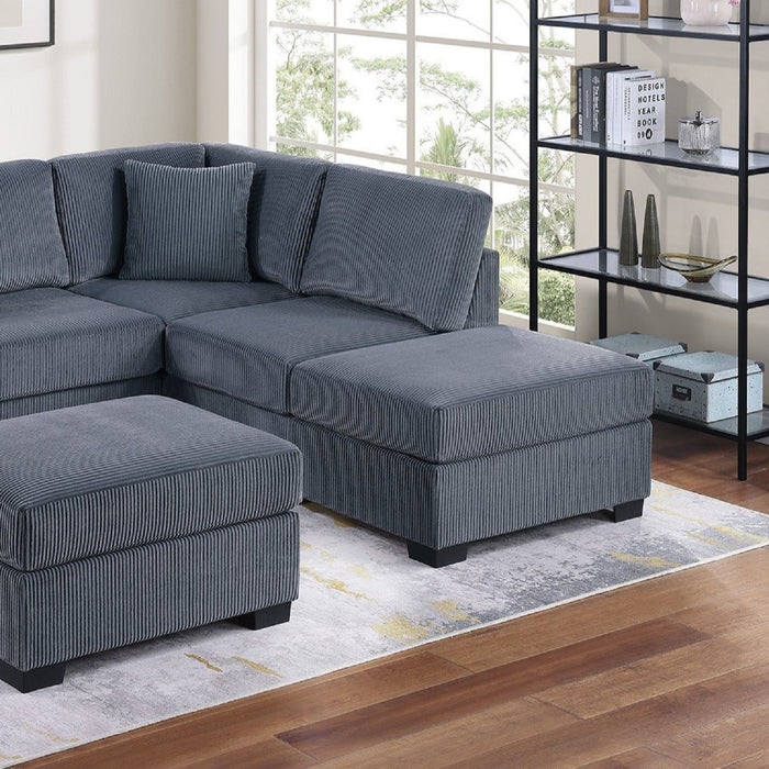 Sectional Sofa Set With Reversible Left / Right Chaise And Matching Cocktail Ottoman