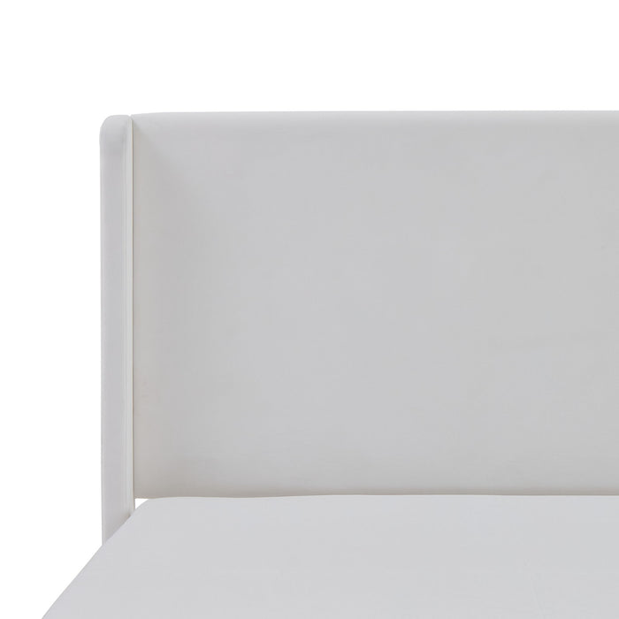 Carmen - King Size Upholstered Wingback Bed - White