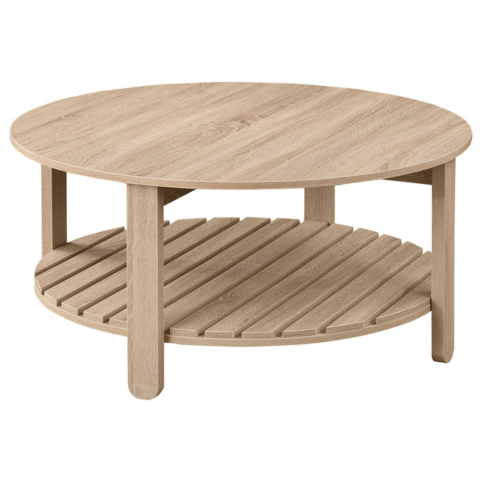 Brookson - Round 2 Piece Coffee And End Table Set - Natural