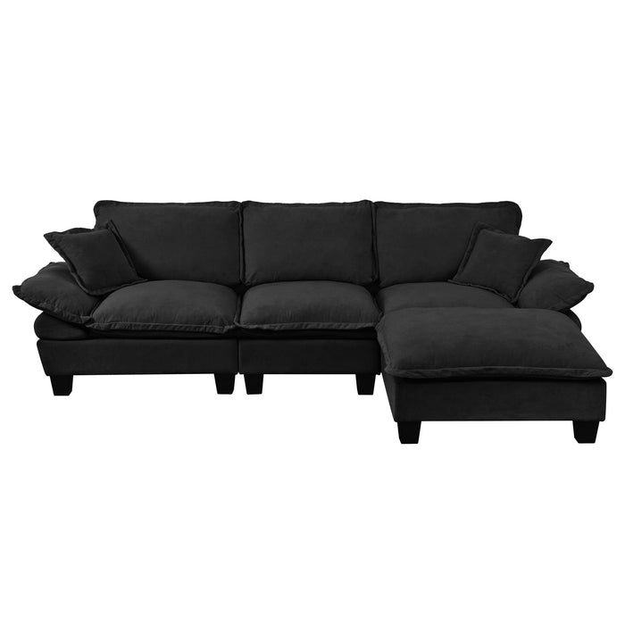 Modular Sectional Sofa With Movable Ottoman & Pillows