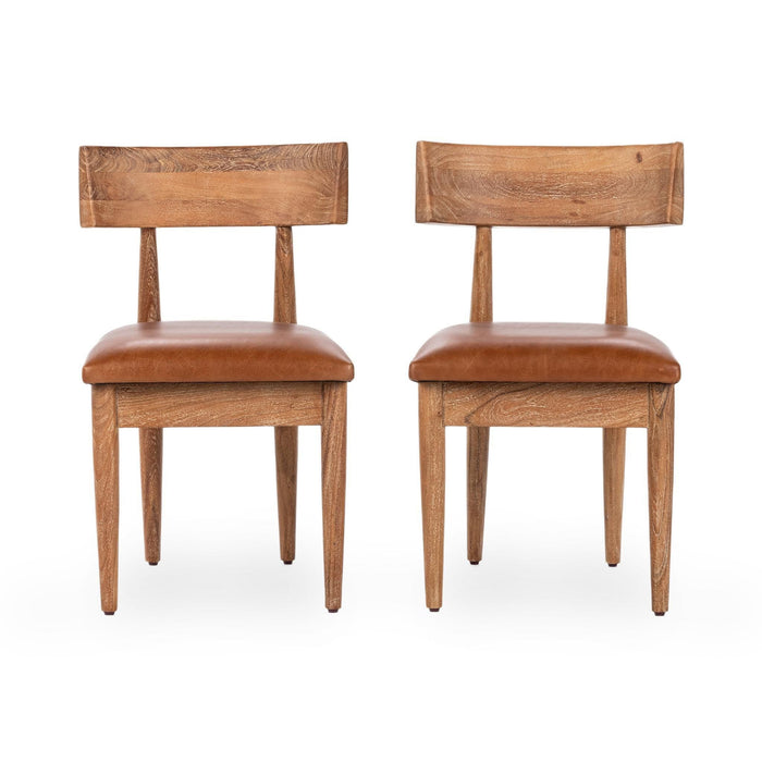 Alvaro - Leather Dining Chair (Set of 2) - Golden Wheat