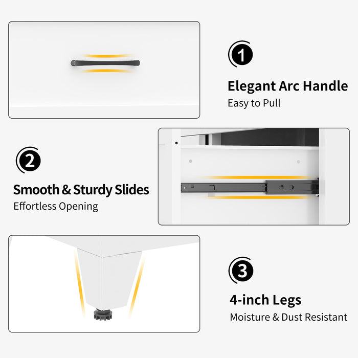 7-Drawer Dresser, Low-Profile Storage - White